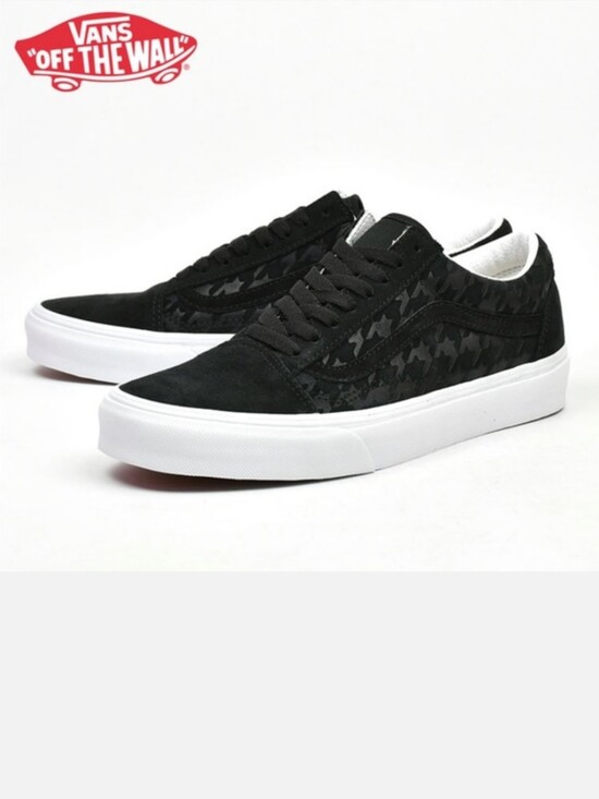 Vans Shoes - Vans Old Skool Houndstooth Embossed Black Suede Sneakers Size 8 Women's